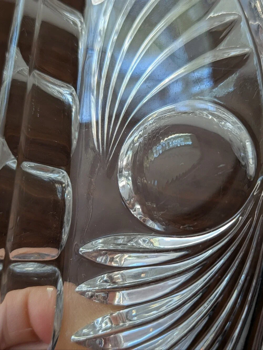 Princess House Crystal Swirls & Dots Creamer Sugar And Tray Set- 3 Pieces